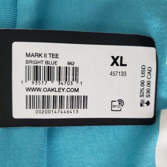 Oakley Mens Shirt XL Mark II Blue Graphic Print Tee Regular Fit Short Sleeve NEW - Picture 6 of 9